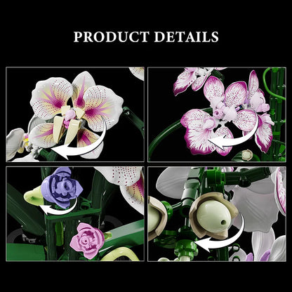 Orchid Cymbidium Building Blocks Set – DIY Potted Phalaenopsis Flower Simulation Toy for Valentine’s Gift