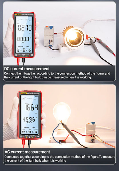 ANENG 681 Rechargeable Digital Multimeter — Professional Non-Contact AC/DC Voltage & Current Tester with LCD Screen