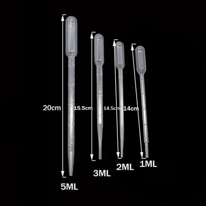 100PCS Disposable Graduated Pipettes Set – 1ml/2ml/3ml/5ml Plastic Liquid Dropper Straws for Laboratory, Makeup & DIY Use