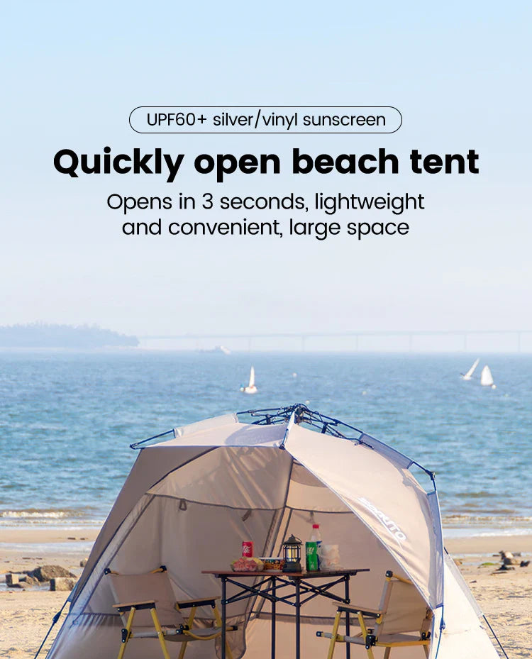 Sonuto Outdoor 3-4P One-Touch Camping Tent – Automatic Quick Open Beach, Fishing, Picnic & Family Travel Tent with Anti-UV Shade