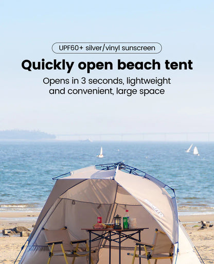 Sonuto Outdoor 3-4P One-Touch Camping Tent – Automatic Quick Open Beach, Fishing, Picnic & Family Travel Tent with Anti-UV Shade