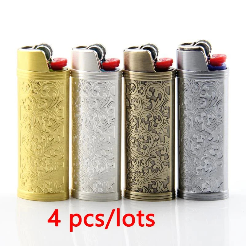 Metal Cowboy Boot Lighter Case - Cute Cat Eye Rhinestone Embroidered Zinc Alloy BIC J6 Sleeve Cover