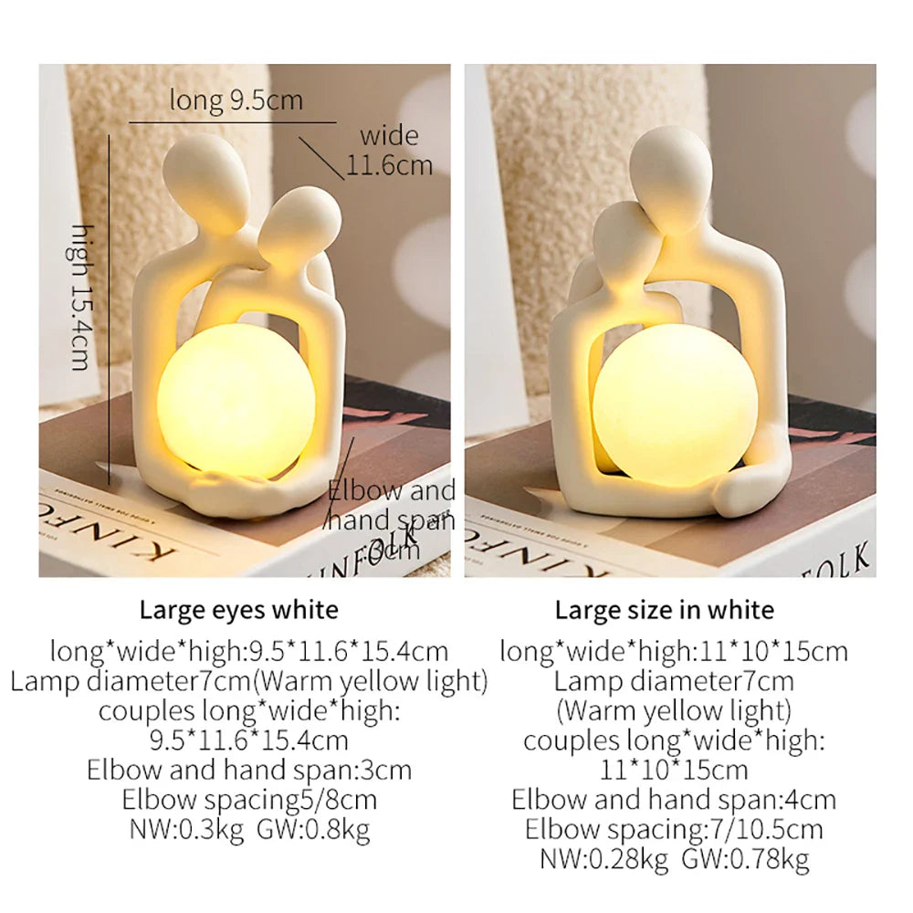 Nordic Home Decor Couple Statue - Ceramic Modern Art Figurines for Living Room and Bedroom Ornaments