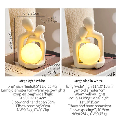 Nordic Home Decor Couple Statue - Ceramic Modern Art Figurines for Living Room and Bedroom Ornaments