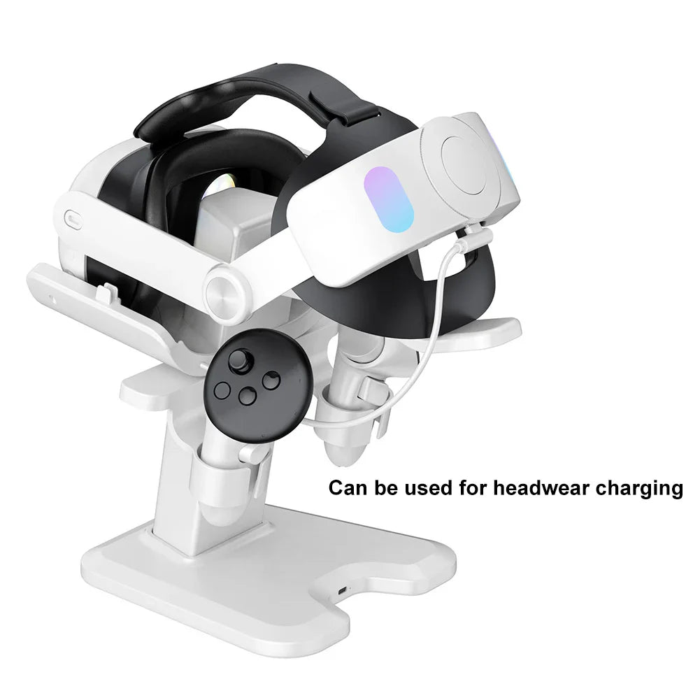 Charging Dock Station for Meta Quest 3 & Oculus VR Headset – Controller Desk Stand for Elite Head Strap, VR Accessories