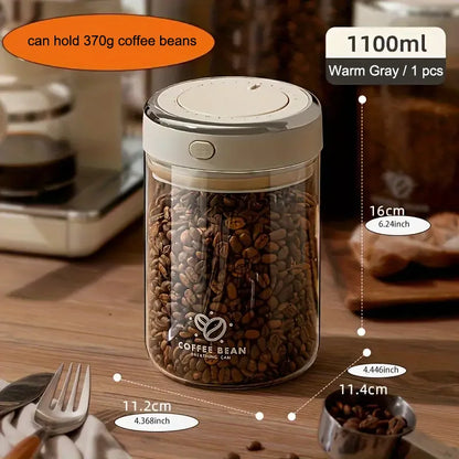 500/1100/1700ml Glass Coffee Bean Storage Jars — Vacuum Sealed, Airtight & Moisture-Proof Container with CO2 Valve for Kitchen