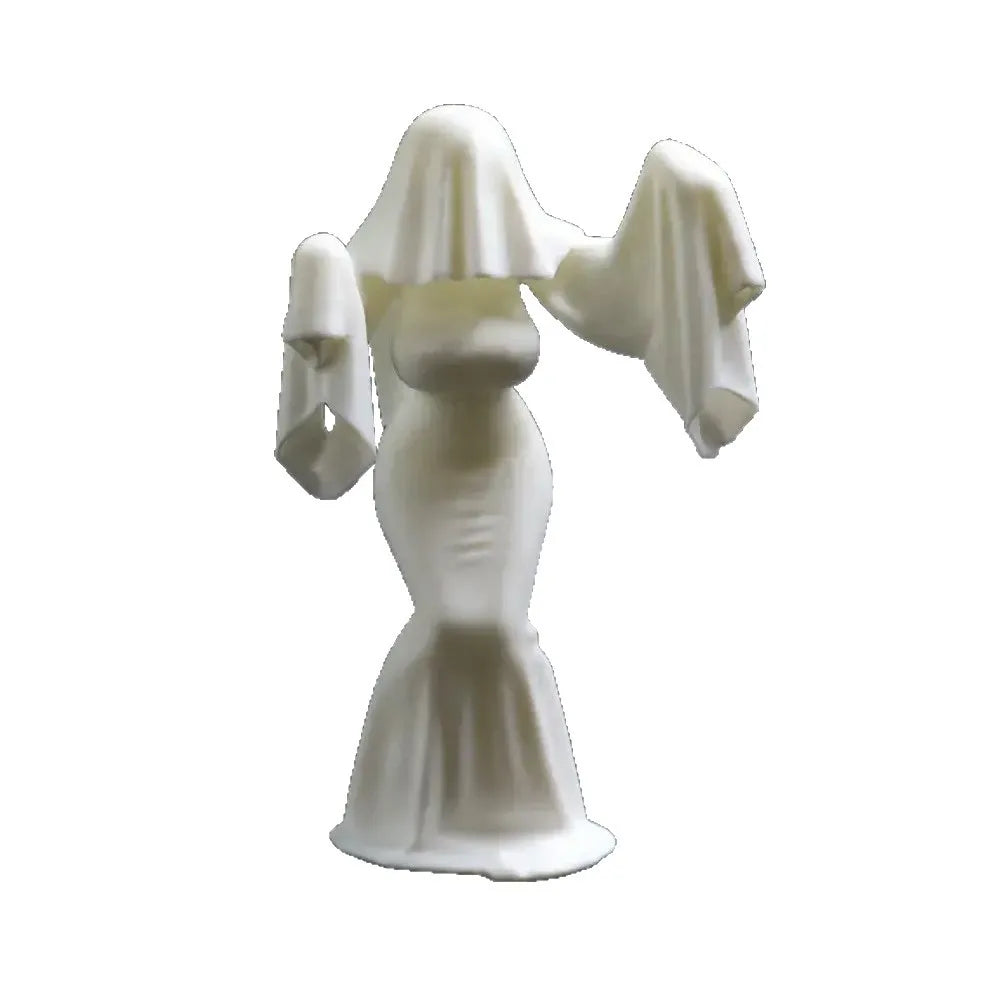 Halloween Ghost Lady Figurine — Veiled Gothic Desktop Ornament for Home Decor & Party Supplies