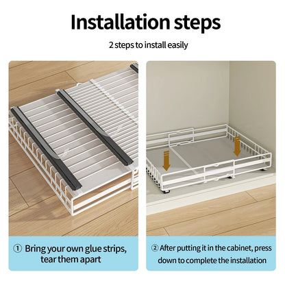 Retractable Kitchen Cabinet Organizer - Pull-Out Storage Rack for Pots, Dishes & Seasonings