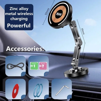 Magnetic Wireless Car Charger Stand – Fast Charging Mount for MagSafe iPhone 15/14/13/12