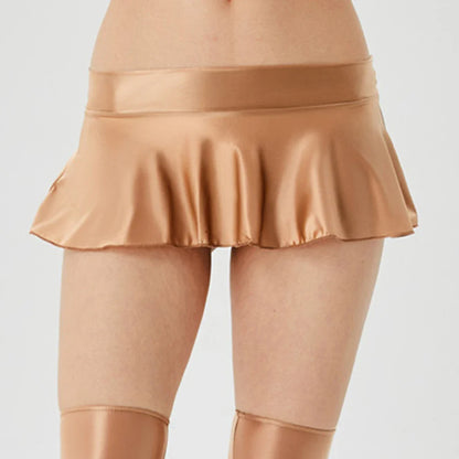 Women’s Sexy Wet Look Mini Skirt — Erotic Super Short Night Dress Party Lingerie in Wine Red, Pink & Black