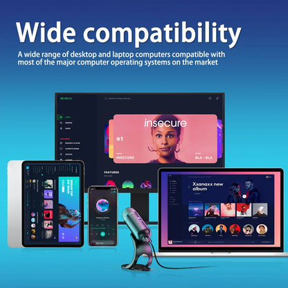 USB Gaming Microphone with RGB — Noise Cancelling PC Condenser Mic for Streaming & Podcasts