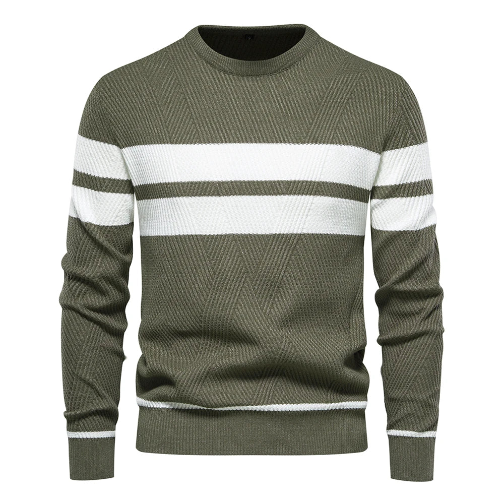 Men's Autumn Patchwork Sweater - O-Neck Long Sleeve Slim Fit Warm Casual Fashion Pullover Top