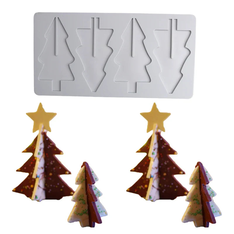 Christmas Silicone Cake Molds — Tree, Snowflake & Hat Shapes for Mousse, Chocolate & Holiday Baking