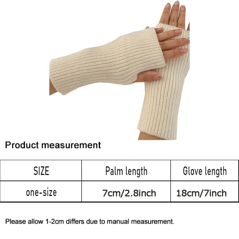Winter Warmth Essentials: Solid Half Finger Wool Knitting Gloves for Women - Soft and Warm Arm Gloves, Mittens for Writing, Handschoenen Guantes