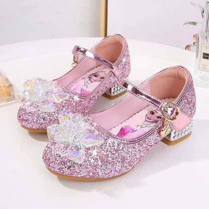 2024 Spring Girls' Crystal Princess Elsa Shoes - Ice and Snow Romance Fashion Sandals for Kids