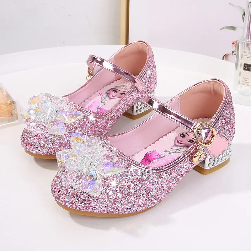 2024 Spring Girls' Elsa Princess Shoes - Ice and Snow Romance Crystal Sandals for Kids