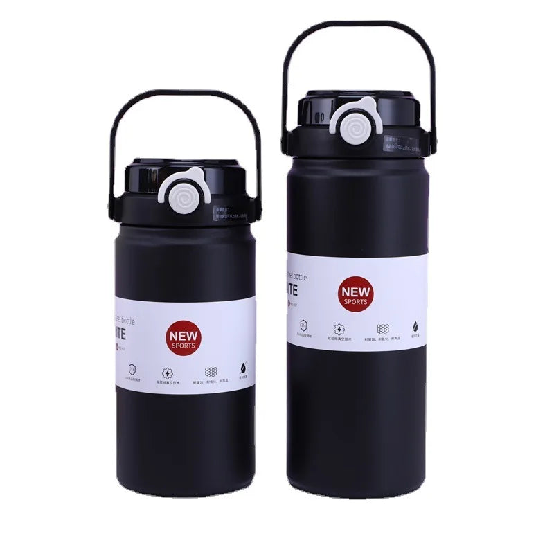 1L/1.2L Stainless Steel Thermal Water Bottle – Vacuum Insulated Thermos Cup with Straw, Hot & Cold Drink Tumbler for Gym & Travel