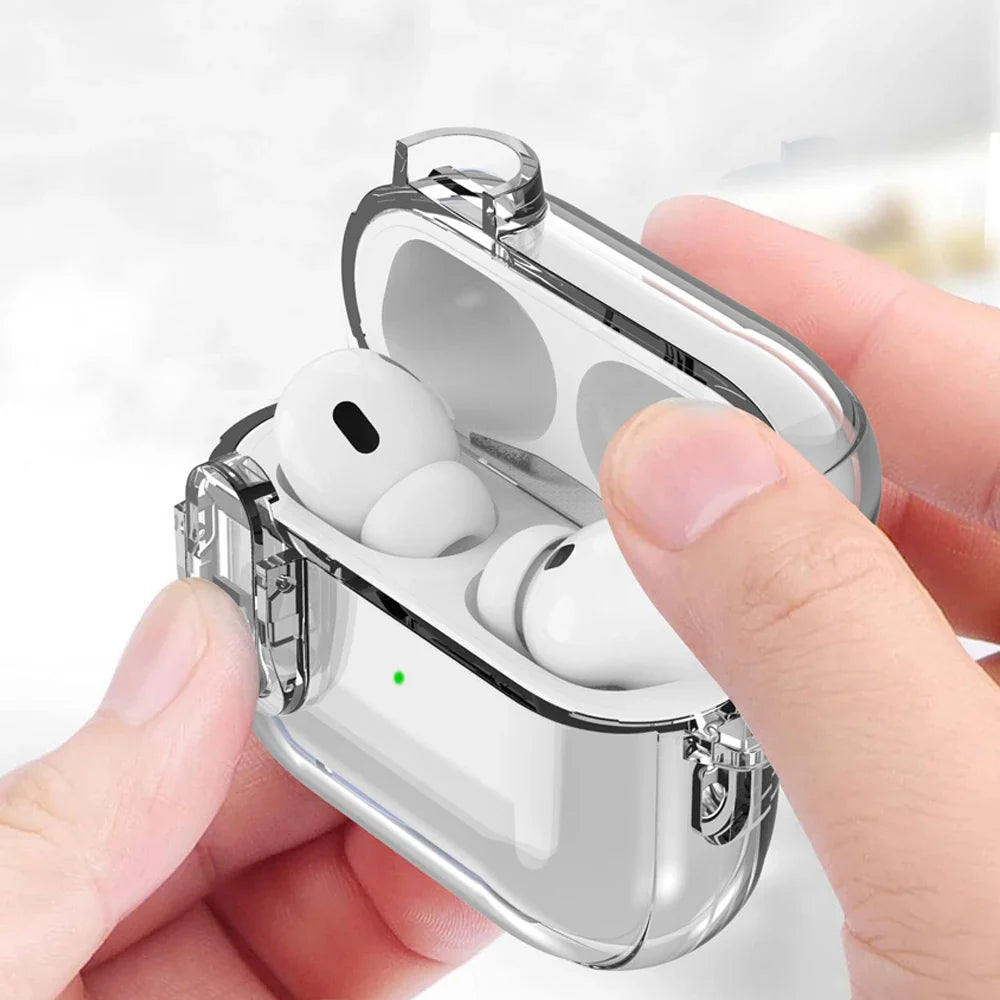 Transparent Crystal Wireless Bluetooth Earphone Case for AirPods Pro 2 – TPU Clear Switch Lock Cover for AirPods 4 (2024)