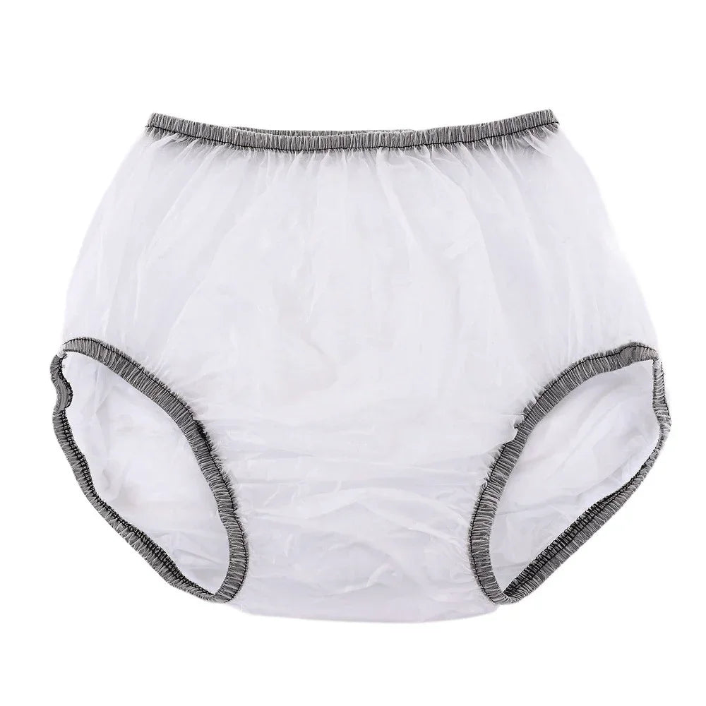 PVC Adult Diaper Cover – Transparent Waterproof Elastic Waist Shorts for Men & Women
