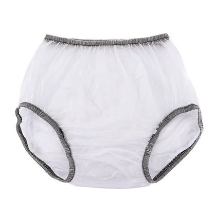 PVC Adult Diaper Cover – Transparent Waterproof Elastic Waist Shorts for Men & Women