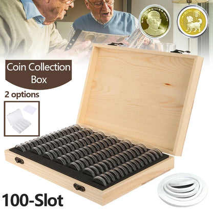 100pcs Clear Coin Capsules – Adjustable Universal Storage Box with Pads for Commemorative Coins & Medals