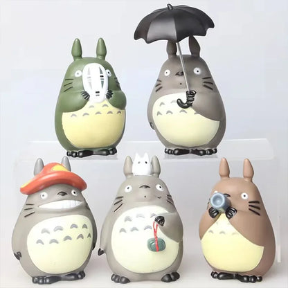 Totoro Mini Statue Set – 5pcs Cute Kawaii Figures for Room Decoration