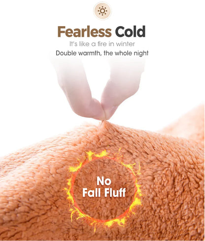 Wool Throw Blanket – Double-Sided Warm Winter Bedspread for Queen Beds & Camping