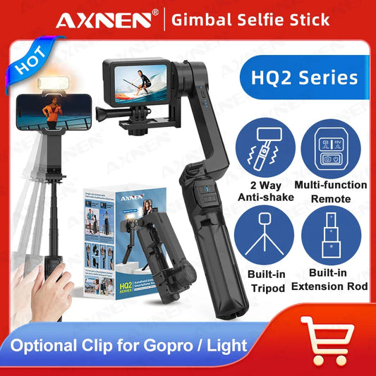 AXNEN HQ2 Series Handheld Mobile Phone Stabilizer – Smartphone Gimbal & GoPro Extension Rod Selfie Stick Tripod