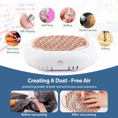 130W Brushless Nail Dust Collector – Powerful Suction Nail Dust Extractor, Manicure Vacuum Cleaner with 2 Filters