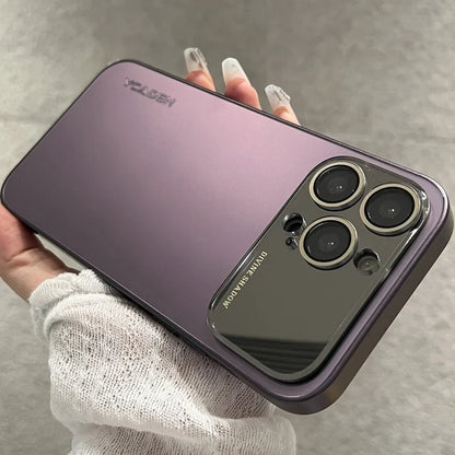 Luxury Mirror Glass iPhone Case - AG Matte Shockproof Protective Cover for iPhone 11-17 Pro Max