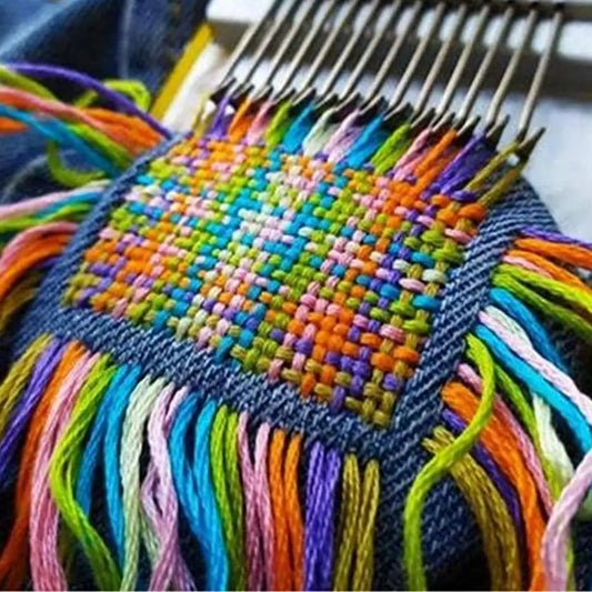 DIY Mini Weaving Loom - Metal Stitching Tool for Creative Darning, Mending & Textile Crafts