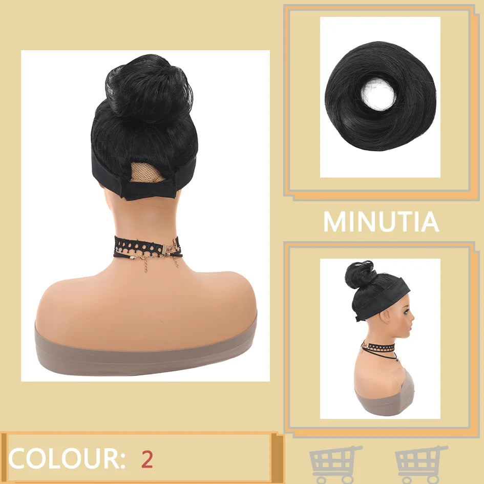 Allaosify Synthetic Bun – Straight Hair Circle with Elastic Rope, Natural Dark & Light Hair Color, Hair Accessories for Women