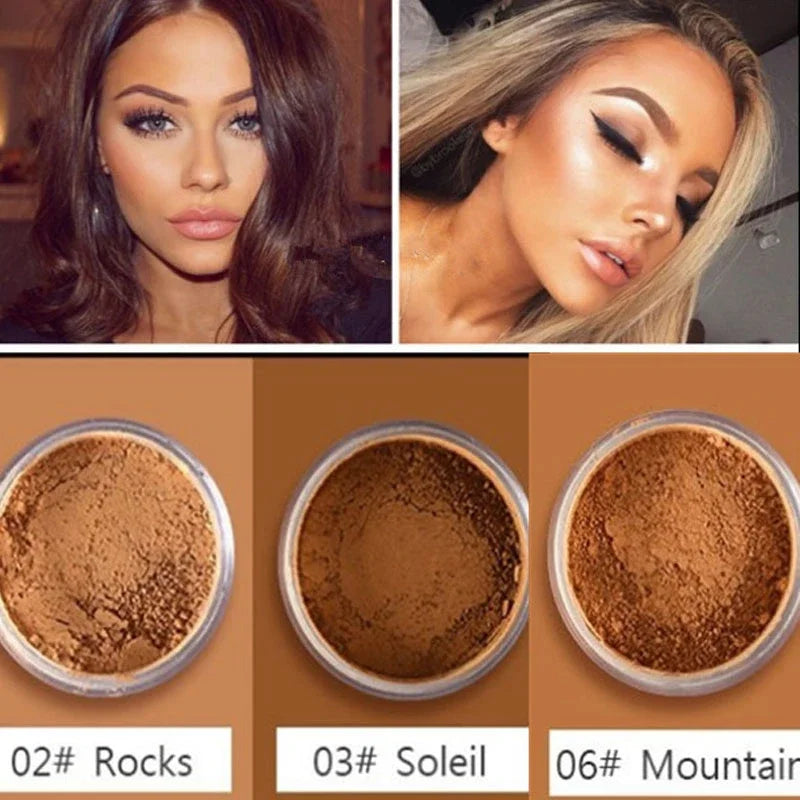 Matte Loose Setting Powder – Oil-Control Mineral Face Concealer, Long-Lasting Bronzer & Contour for Dark Skin