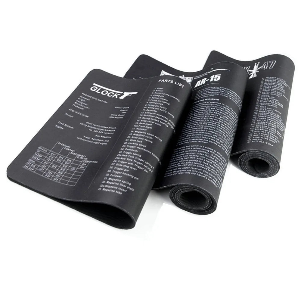 Gun Cleaning Mat with Parts Diagram & Instructions – Armorers Bench Mat, Mouse Pad, Repair & Build Tool for Glock 17, Beretta M9, 1911