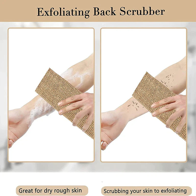 Ramie Jute Exfoliating Bath Towel - Natural Shower Scrubber and Back Body Belt for Deep Cleaning, Eco-Friendly Bathroom Shower Strap