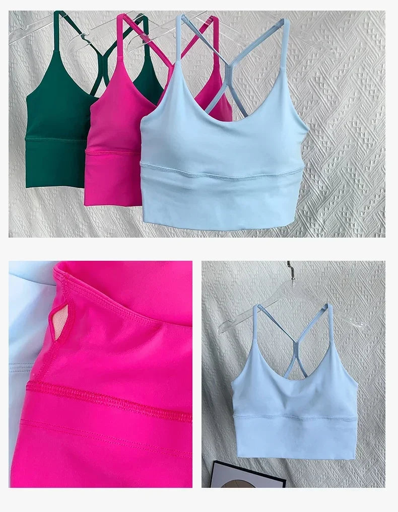Women’s Sexy Crossback Yoga Crop Top — Breathable, Shockproof Fitness & Running Sports Vest