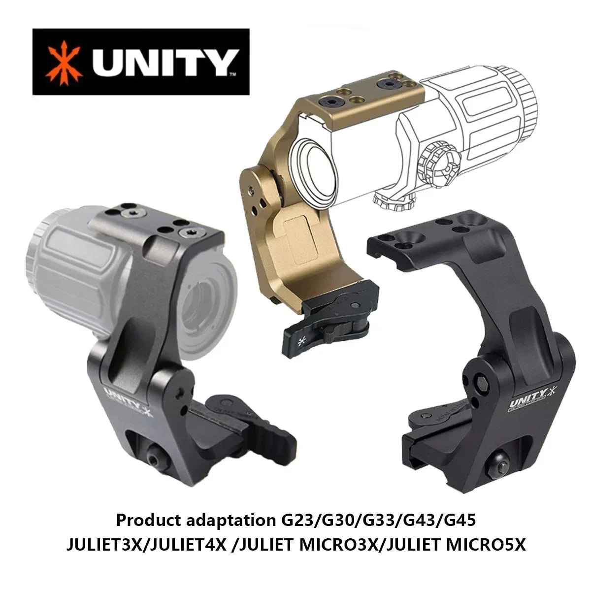 Tactical Unity Fast Mount — 3X/6X Magnifier with QD Lever, 2.26" Optical Height, Compatible with G23/G30/G33/G43/G45 Scope Mounts