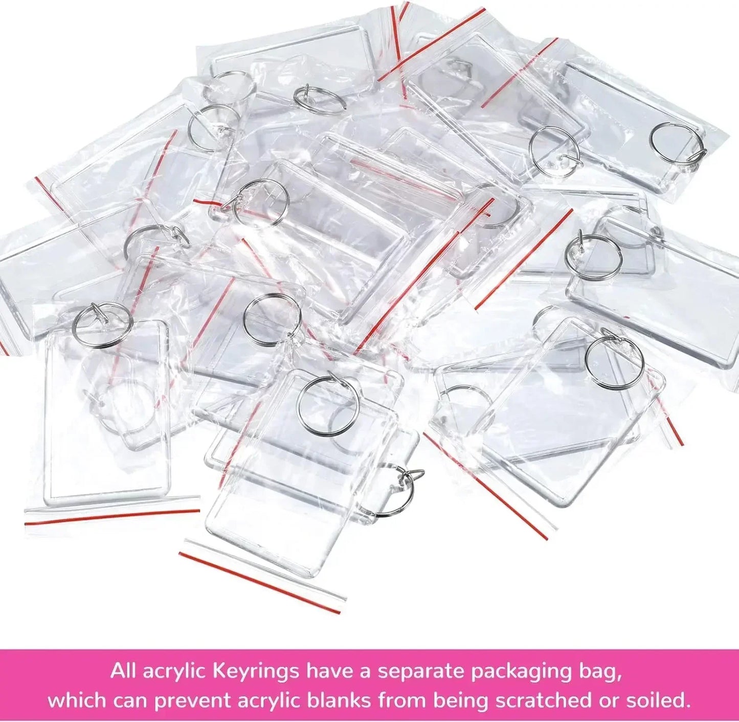 Clear Acrylic Photo Frame Keychains – Blank Rectangle Keyrings for Double-Sided Photos, DIY Supplies (5-100PCS)