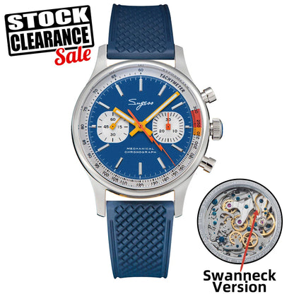 Sugess Pilot Watch – Seagull Movement Mechanical Chronograph, Swan-Neck, Sapphire Crystal, Military Racing 1963 Limited Edition