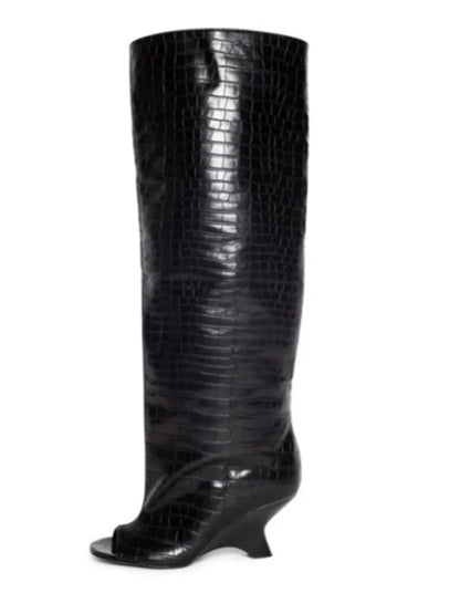 Women’s Knee-High Open Toe Boots 34-44 - 2026 Spring/Summer Chunky High Heel Fashion Boots