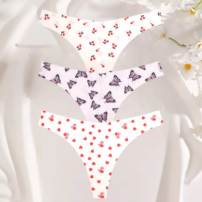 3PCS Women’s Sexy G-String Set - Colorful Seamless Bikini T-Back Low Waist Lingerie Underwear