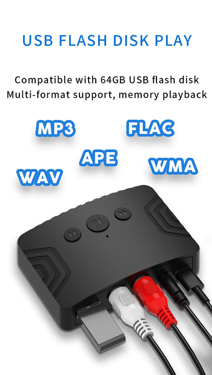 Bluetooth 5.3 Audio Receiver – 3.5mm AUX, RCA & USB Wireless Music Adapter for Car & Speaker