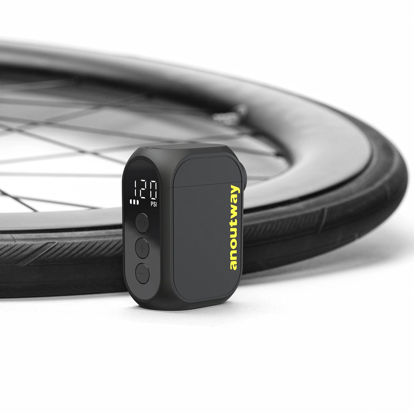 Anoutway AT1 Pro Mini Electric Bike Pump – Cordless Tire Inflator with Screen, 120PSI Max, 25-Min Fast Charging, 450mAh Battery