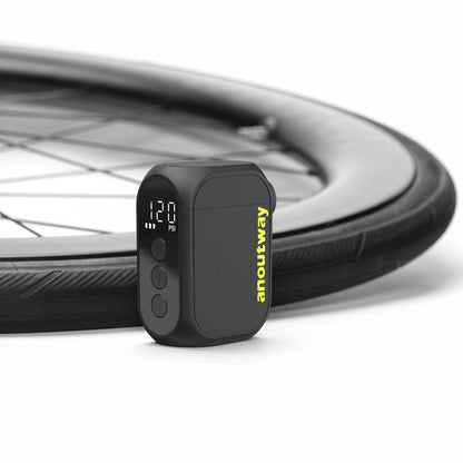 Anoutway AT1 Pro Mini Electric Bike Pump – Cordless Tire Inflator with Screen, 120PSI Max, 25-Min Fast Charging, 450mAh Battery