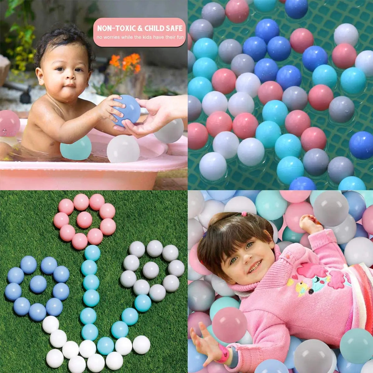 Colorful Baby Plastic Balls — Water Pool & Ocean Wave Balls with Basketball Hoop for Kids, Outdoor Tent Playhouse Toys