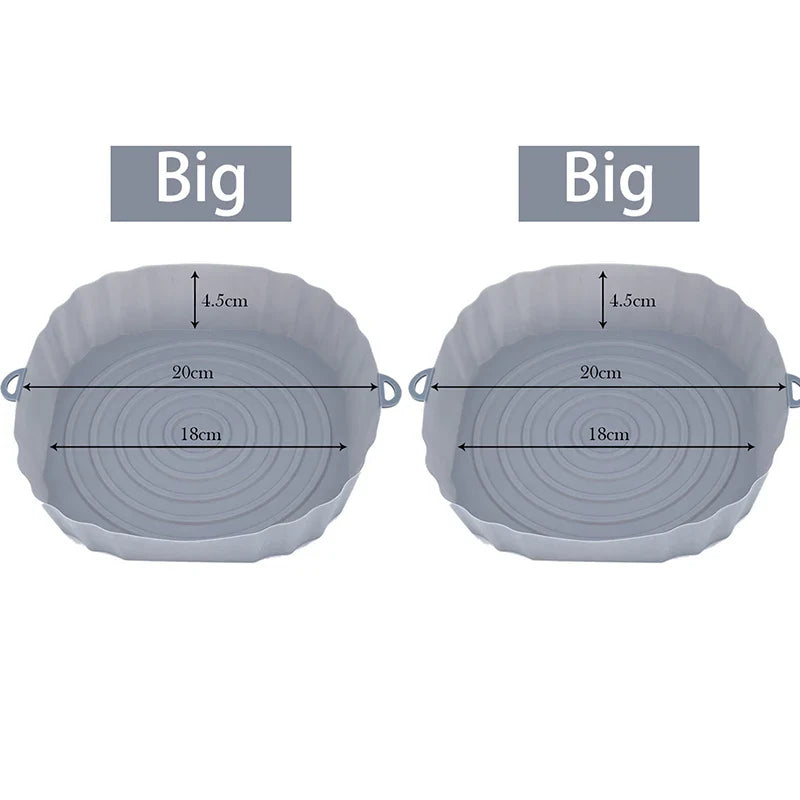 Reusable Air Fryer Silicone Pot & Baking Tray – 1/2/3PCS Basket for Pizza, Fried Chicken, Grill & Kitchen Use