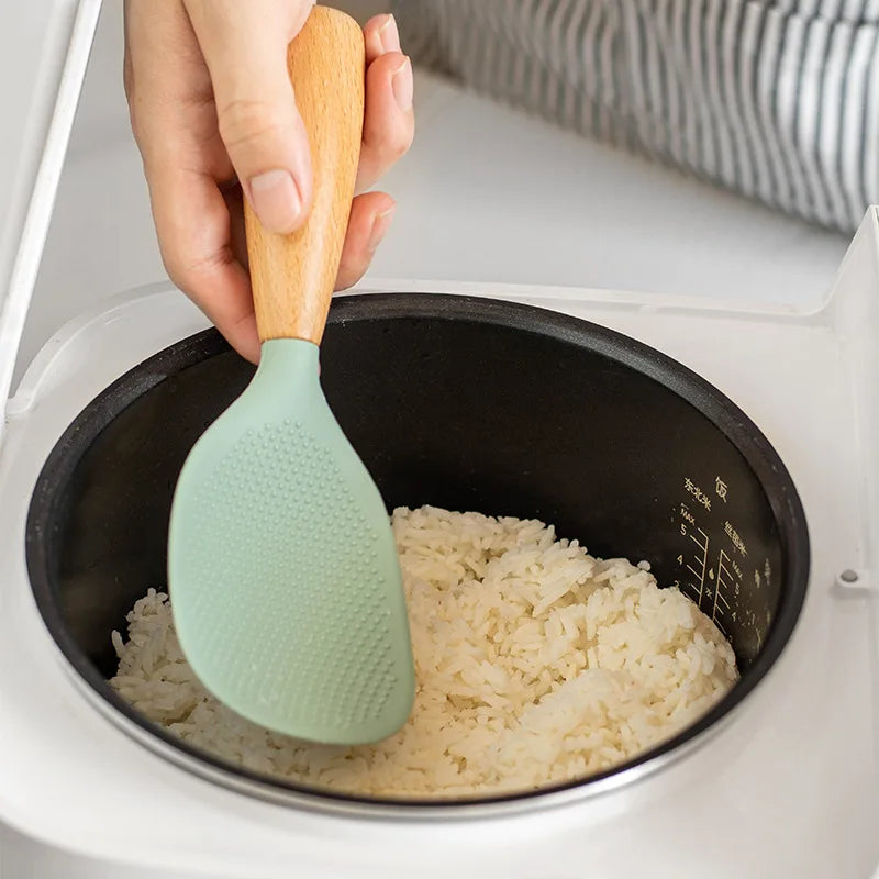 Silicone Non-Stick Cooking Spoon - Heat Resistant, Anti-Scald, and Durable Kitchen Gadget for Pots and Rice - 1 Piece