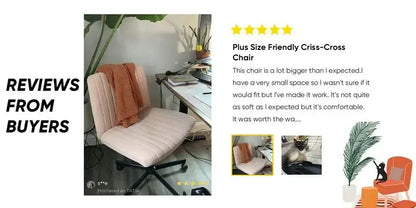 Joyfinity Plus Size Criss Cross Office Chair - Armless Swivel Modern Desk Chair for Home