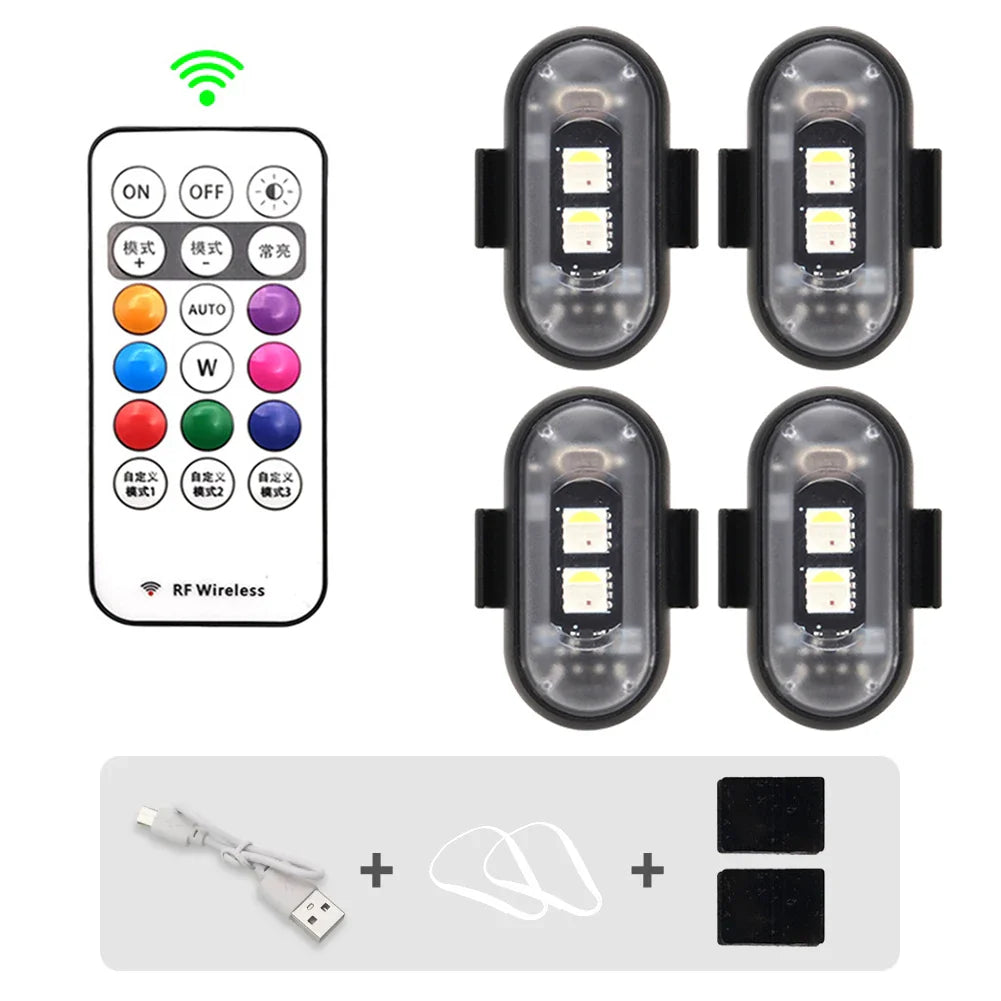 Wireless RGB LED Strobe Lights – Warning & Position Lights for Aircraft, Helicopters, and Motorcycles