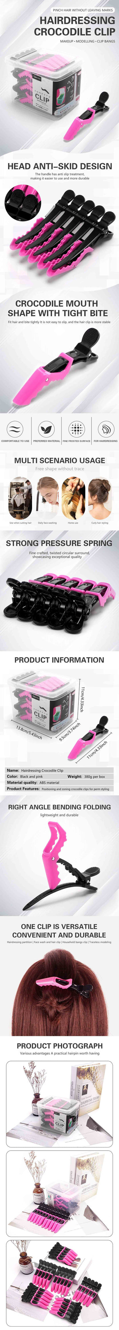 30pcs Barber Hair Clips Black & Pink Hairdressing Clamps Claw Sectioning Clips for Salon Styling